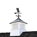 30" Square Coventry Vinyl Cupola with Black Aluminum roof and Black Aluminum Eagle Weathervane by Good Directions
