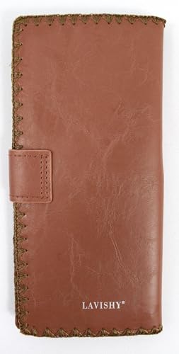 Vegan Leather Poppy Flower Embroidered Flat Bi-Fold Wallet, Women's Brown Faux Leather Flat Bi-fold Wallet2