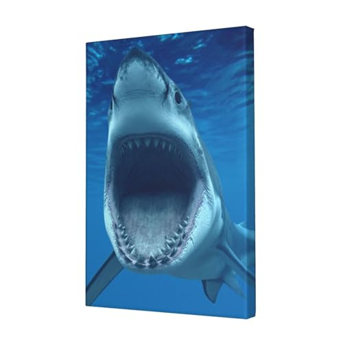 Toile requin blanc moderne OUSIKA tableau décoration murale marine