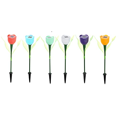 HYKITDAY Lot de 6 lampes solaires pour chemins de fleurs - Lampes solaires tulipes - Étanches - Pour jardin, terrasse, pelouse Cover