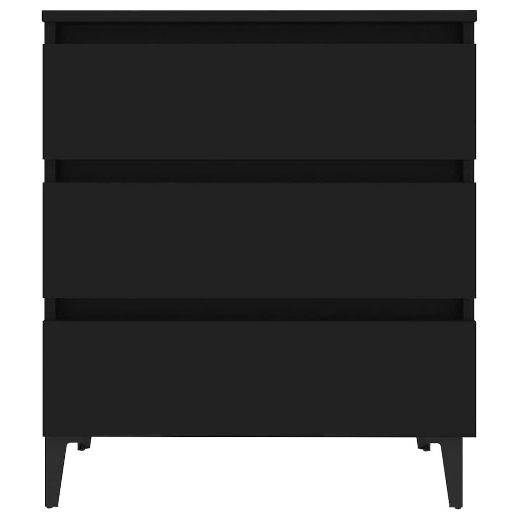 CLINZY Modern Style Sideboard with Drawers and Metal Legs, Chipboard Book Cabinet Storage Cabinet Furniture for Living Room Dining Room Hallway, Black 60x35x69 cm Engineered Wood
