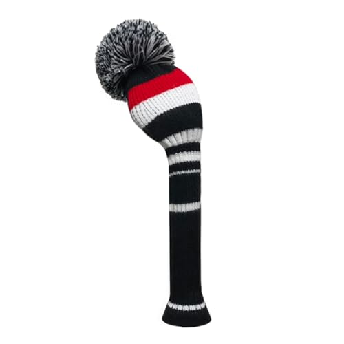 Scott Edward Knit Golf Club Cover Driver 460CC, Black Red White Big Stripe