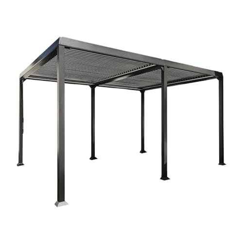 Home Deluxe - Lamellenpavillon - Cannes, Maße: 400 x 303 x 223 cm, inkl. Handkurbel, Gestell: Aluminium I Terrassenüberdachung Pergola Sonnenschutz