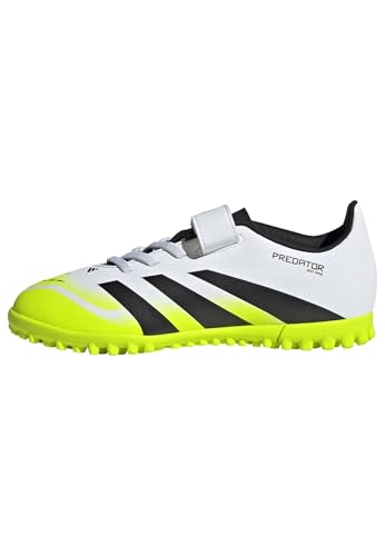 adidas Unisex niños Predator Club Hook-and-Loop Turf Football Boots Kids, FTWR White/Core Black/Lucid Lemon, 33 EU