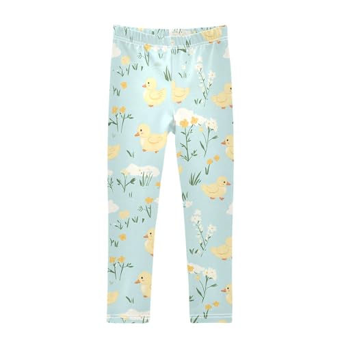 Blue Duck Flower Girls Leggings Soft Stretch Workout Yoga Dance Pants for Kids Casual Tights