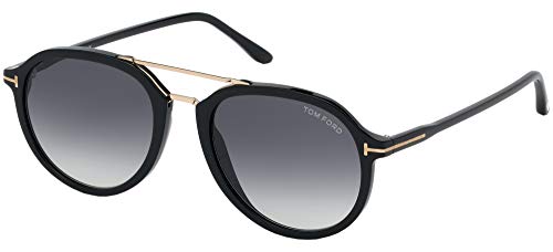 Tom Ford FT0674 01B Shiny Black Rupert Pilot Sunglasses Lens Category 2 Size 55