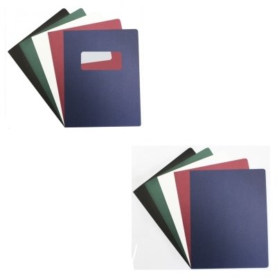 Navy Linen Presentation Cover Sets 8 3/4" x 11-1/4" with 2 Round Corners (200 Pieces) (100 Fronts with Standard Window 1-3/4" x 4" & 100 Plain Backs)