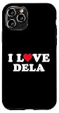 Joli nom personnalisé personnalisé I Love Dela I Heart Dela assorti pour couple de petite amie et petit ami avec symbole de cœur/signe d'amour Design personnalisé fait un cadeau parfait pour elle pour lui pour montrer votre soutien ou votre amour à toute personne nommée Dela