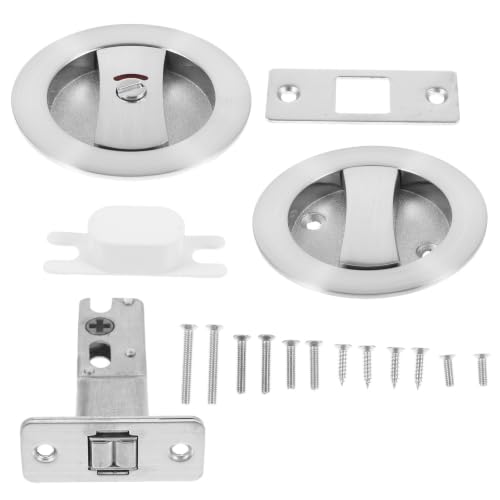 Kichvoe cerradura para puerta corrediza de bolsillo de aleación de zinc plateada con seguridad adicional y fácil operación, hardware simple para puerta de privacidad para baño o dormitorio miniatura 1