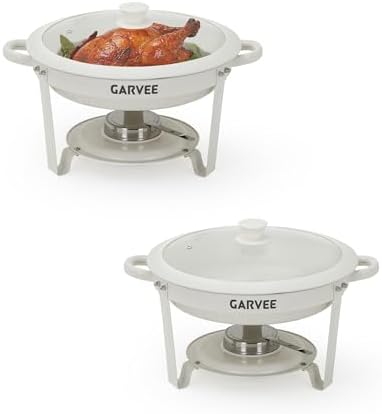 LinTimes 2PCS Maifanite Stone Coated Chafing Dish Buffet Set, 5-L...