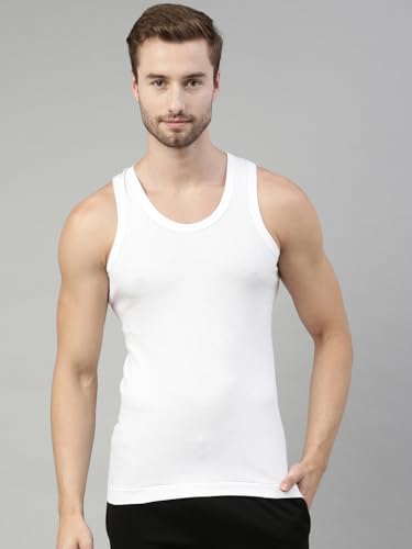 Image of Dixcy Scott Originals Classic Ribbed Vest |100% Combed Cotton | Rib 2x2 Men's Vest | No-Peep Neckline | Breathable, Sweat Absorbent Vest for Men | Cut Away Back Arm Hole | Innerwear for Man |Pack of 3
