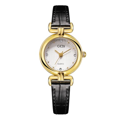Petite montre vintage en or femme avec son bracelet cuir rétro