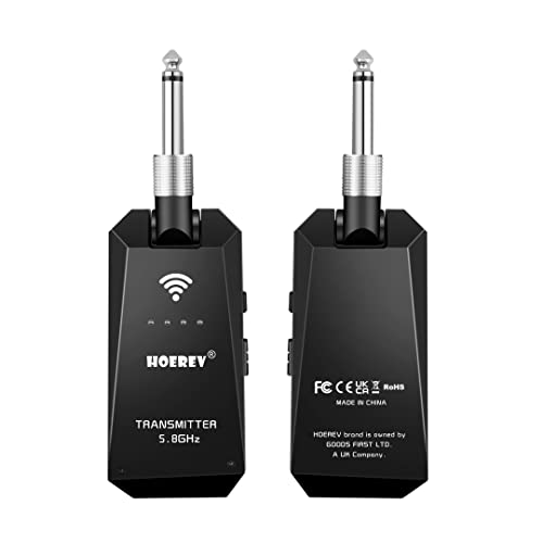 Hoerev 5.8Ghz Electric Guitar Accessories Wireless Guitar Bass Stand Transmitter Receiver System 4 Channels For Electric Bass Cordless Amplifier Guitar Cable Jack With Rechargeable Lithium Battery #TOP2