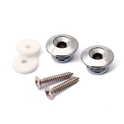 FUNOMOCYA 2x Mushroom Tail Guitar Strap Locks Metal Strap Locks for Electric Acoustic Guitars Chrome Finish Easy Mounting Screws Included