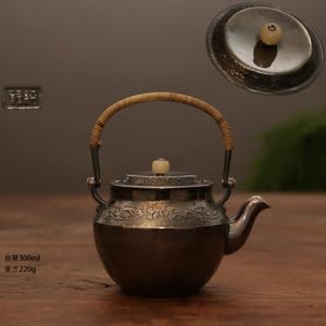 純銀製 青銅器紋 玉摘蓋 湯沸 銀瓶 煎茶道具 純銀製 青銅器紋 玉摘蓋 湯沸 銀瓶 煎茶道具