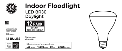 Ge Led Light Bulbs, 65 Watt Eqv, Daylight, Br30 Indoor Floodlights (12 Pack) #TOP1