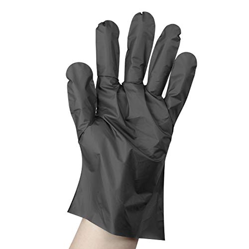 OKIAAS Black Disposable Gloves M|TPE Hybrid Plastic, Loose-Fitting, Latex Free|For Food Handling, Household Cleaning, Hair Dying and More|Medium, 100 Counts/Box