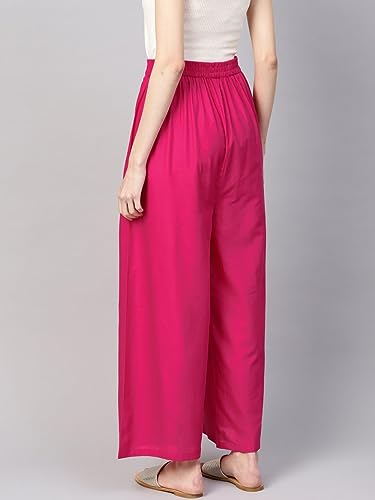 Image of Go Gazab - Stylish Women's Palazzo: Trendy Rayon Solid Color Ethnic Wear Palazzo
