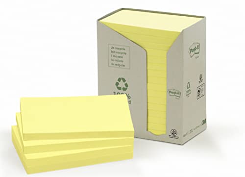 Post-It Jaune 76X127mm format rectangulaire allongé en pack économique de 16 blocs
