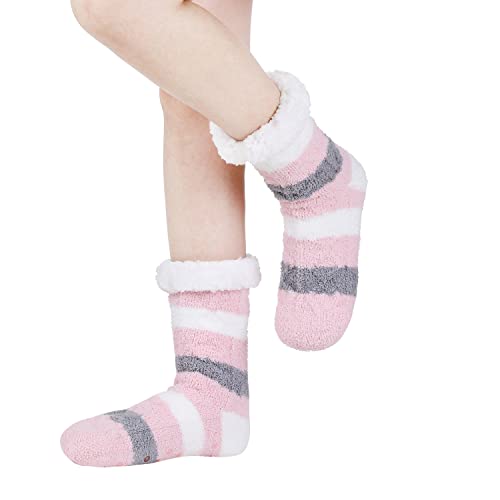 Image of Chassic Sherpa Lined Slipper Socks for Women, Non-Slip Cozy Winter House Socks, Soft Fuzzy Socks, Gifts for Women & Ladies Stocking Stuffers