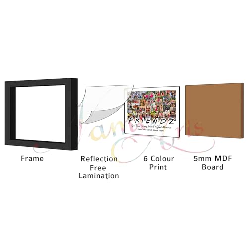 Image of Personalized FRIENDZ Collage Multiple Pictures Photo Frame Gift | Customised Glare-Free Wooden Frame for Best Friends, Girls, Boys, Couple, Cousins & Family | Birthday, Farewell & Anniversary | Travel Diaries, School, College Memories | Sizes - A4 /A3
