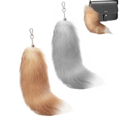 DOKRIN Llaveros para mujer, Llavero de cola de zorro, cola de zorro de piel sintética, piel suave, colores realistas