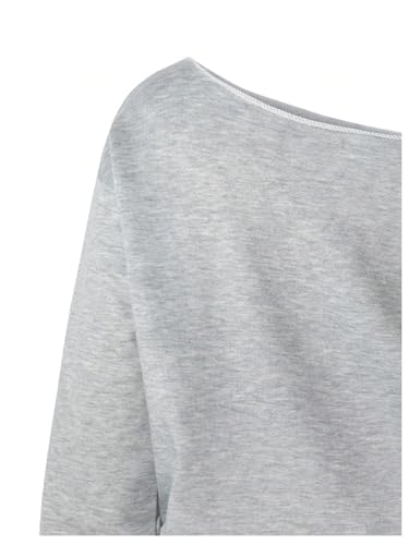 SHENHE Girl's Graphic Letter Print Off Shoulder Sweatshirt Asymmetrical Preppy Pullover Top4