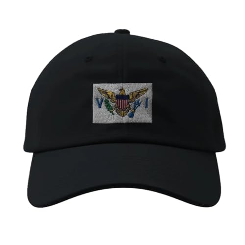 Casquette Îles Vierges des États-Unis noire casquette de baseball brodée visière courbe
