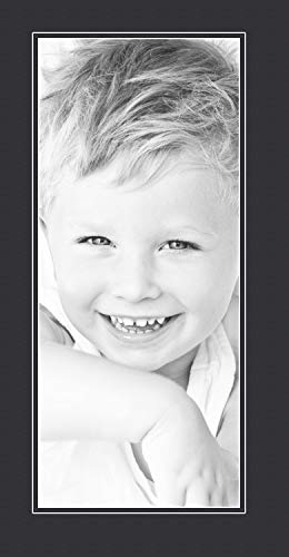 9x21 Smooth Black / Black Custom Mat for Picture Frame with 5x17 opening size (Mat Only, Frame NOT Included)