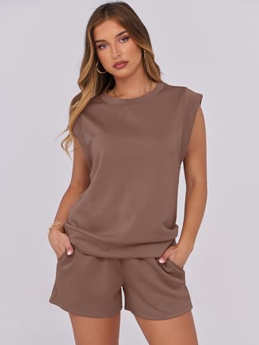 Image of ANRABESS Two Piece Sets for Women 2026 Summer Short Lounge Set Casual Beach Vacation Outfits Spring Sweatsuits Tracksuit