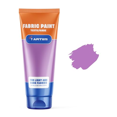 7 Artists Textilfarbe Acrylfarbe Waschmaschinenfest Lila 60 ml – Stoffmalfarben Waschfest für Stofftaschen zum Bemalen, T-Shirt, Leder, Jeans | Fabric Paint für Kleidung, Schuhe
