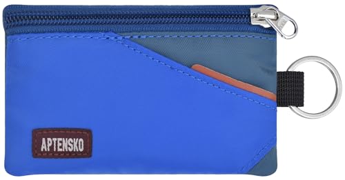 Image of RFID Blocking Travel Wallet with Adjustable Lanyard, Small Nylon Zipper Pouch and Badge Holder for ID, Credit Cards, Cash, Keys, Commuters (Blue+SlateBlue)