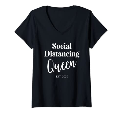 Mujer Reina de distanciamiento social 2020 Camisa antisocial para introvertido Camiseta Cuello V