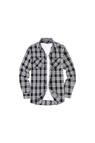 Image of WARHORSEE Flannel Shirt for Men Long Sleeve Button Down Plaid Shirts