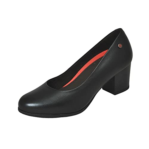 PEPE MENARGUES - Salón de Tacón de Piel para Mujer Plantilla Extraíble Modelo 20480, Color Negro Talla: 39