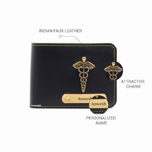 Image of Personalized Name & Charm Leather Mens Wallet Combo | Gifts for Men Husband Boyfriend Staff Employees Clients Colleagues Friend (Wallet,Pen,Keychain,Belt&Bottle)