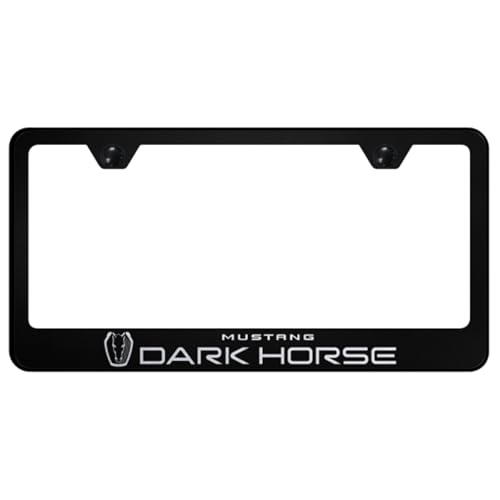 Au-TOMOTIVE GOLD, INC. Officially Licensed Laser Etched Stainless Steel License Plate Frame for Mustang Dark Horse (Black)
