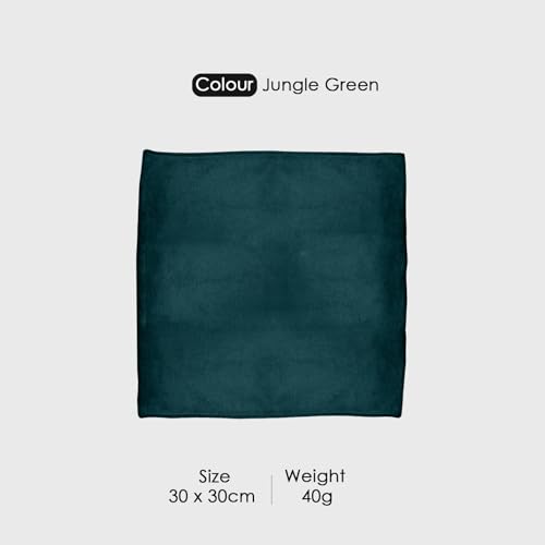 Image of HOUSSE Microfiber Face Towels | Ultra Absorbent, Odour-Free, Quick Dry 550 GSM Face Towel for Home, Gym, Travel, Running and Personal Use | 30x30 cm | Jungle Green & Beige (Pack of 4)