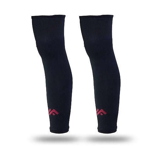 Image of Mizaki Anti-Slip Football Socks and Leg sleeve Combo Pack for Men & Women - Football Grip Stockings with Rubber Pad Grip Technology with UV Protection Leg sleeve