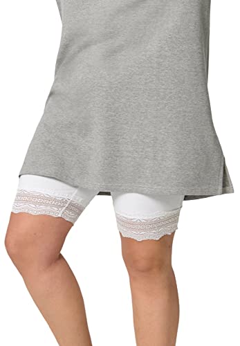 ellos Plus Size Lace Hem Bike Shorts - 38/40, White