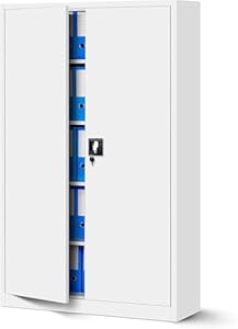 Jan Nowak Metallschrank Jan II 185 x 115 x 40 cm - Aktenschrank abschließbar mit 2 Türen, Mehrzweckschrank mit 5 Ebenen, Büroschrank aus Stahlschrank mit Pulverbeschichtung - Weiß