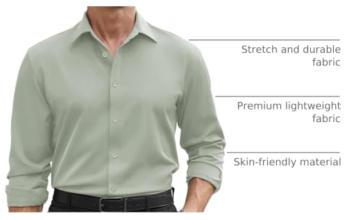 Image of COOFANDY Mens Stretch Dress Shirts Long Sleeve Button Down Shirt Regular Fit Formal Business Shirts