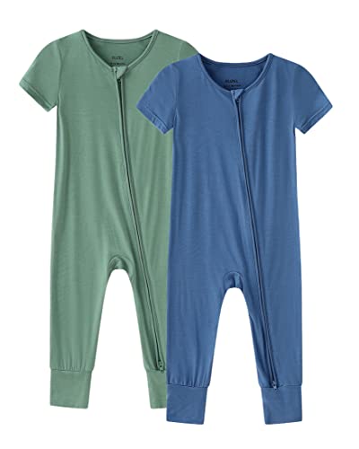 Image of Baby Short Sleeve Romper Footless Pajamas Viscose from Bamboo Infant Toddler Zippy Pjs - 0-24 Months