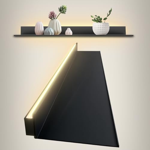 SLVUAFRN Floating Display Shelf with Built-in Illuminated LED Light and Transformer, Metal Wall Mounted Light-Emitting Shelves, Lighted Display Stand for Entrance Bar Countertop Bathroom
