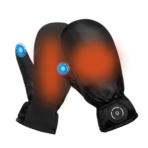 NURCOIOX Heated Rechargeable Mittens Gloves for Men Women Winter Electric Heated Glove Windproof Waterproof Built-in 3000mAh Battery Thermo Gloves for Ski Hiking Camping Fishing Hunting-A