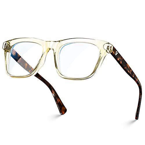 Image of VISOONE Square Blue Light Blocking Glasses TR90 Clear Lens for Women Men BONA