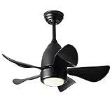 FSJKZX Small Windmill Ceiling Fan Wall Control Remote Control Children's Room Living Room Bedroom Dining Room Fan Lamp Mute LED Eye Protection