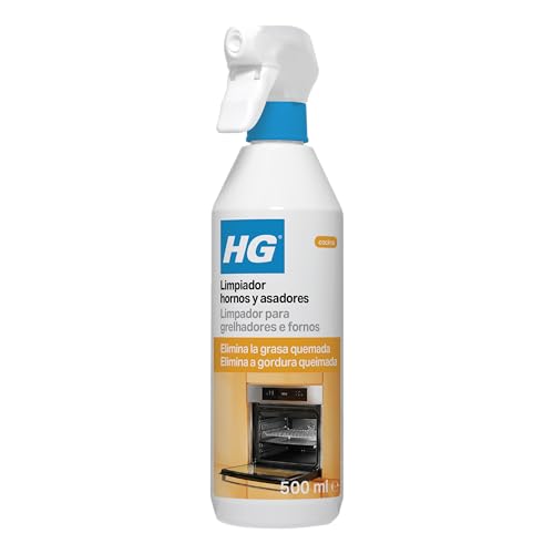 HG Spray Limpiador para Hornos, Asadores y Barbacoas, Elimina Restos de Comida Quemada y Grasa Incrustada Rápidamente, Apto para Cocinas y Exteriores (500 ml)