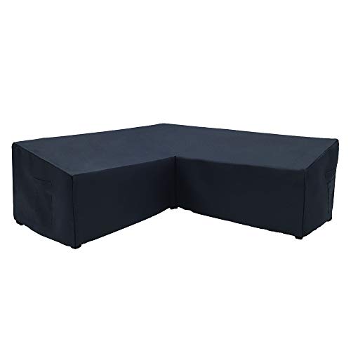 Yolaka Garden Furniture Corner Sofa Set Cover Outdoor V Shaped Black 215x215cm Waterproof