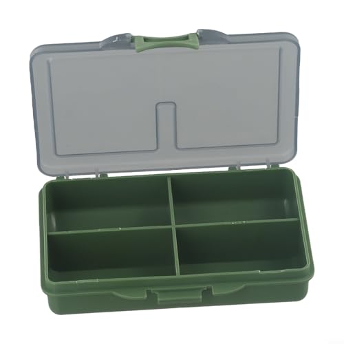 Dolvitrny Caja de aparejos de pesca de carpa de polímero de polipropileno, caja de almacenamiento de cebo de 1 a 8 compartimentos, compacta de 105 x 65 x 24 mm, caja de pesca verde para campo y pesca